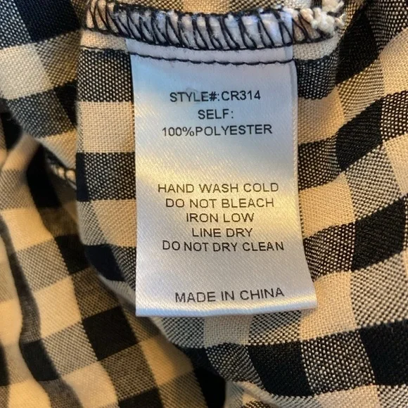 Layerz Willow Top. Black and cream gingham with plum embroidered sleeves. - Picture 7 of 7